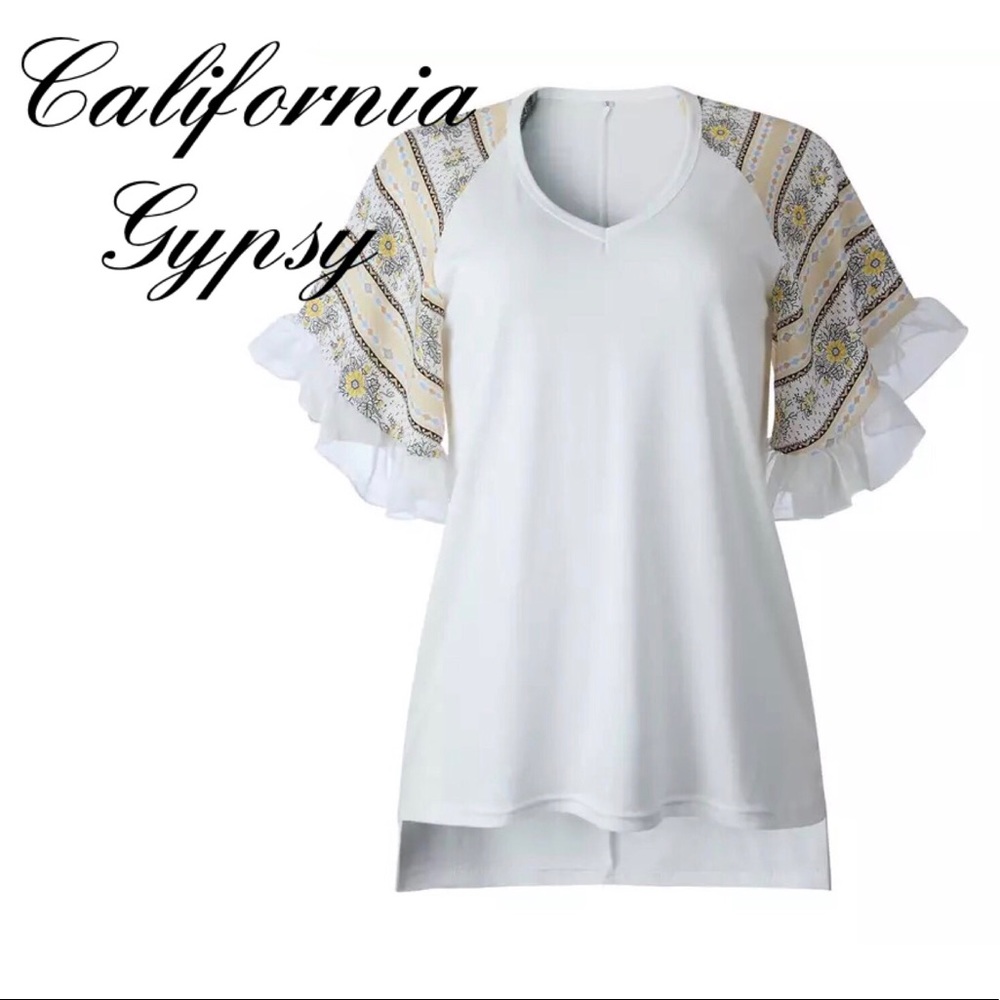 LAST ONE Chiffon Flutter Sleeve Blouse - Picture 2 of 7